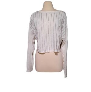 Fashion Nova 2x Cropped Lomg Sleeve Shirt Top Blouse Rhinestones White C…